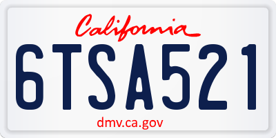 CA license plate 6TSA521