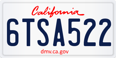 CA license plate 6TSA522