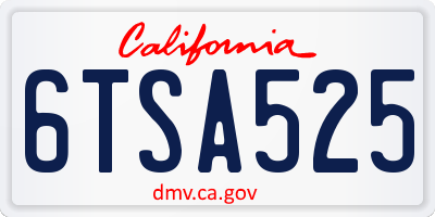 CA license plate 6TSA525