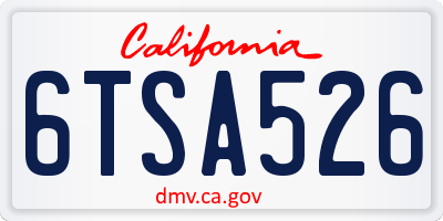 CA license plate 6TSA526