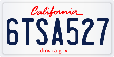 CA license plate 6TSA527