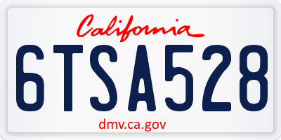 CA license plate 6TSA528