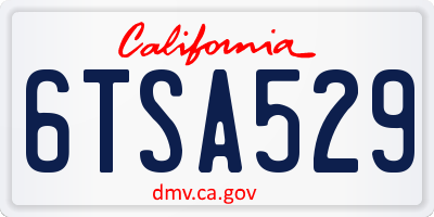 CA license plate 6TSA529