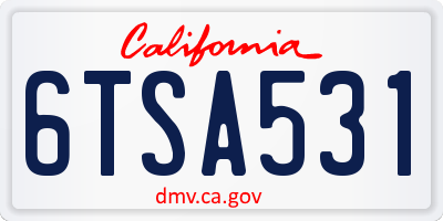 CA license plate 6TSA531