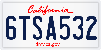 CA license plate 6TSA532