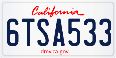 CA license plate 6TSA533