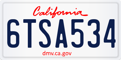 CA license plate 6TSA534