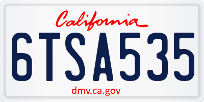 CA license plate 6TSA535