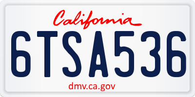 CA license plate 6TSA536
