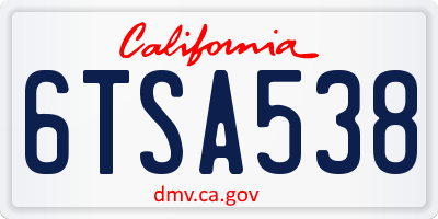 CA license plate 6TSA538