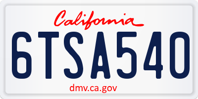CA license plate 6TSA540