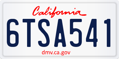 CA license plate 6TSA541