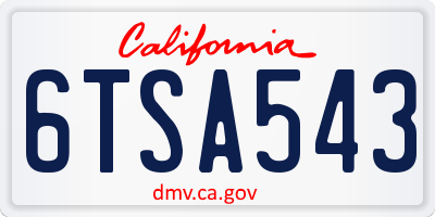 CA license plate 6TSA543