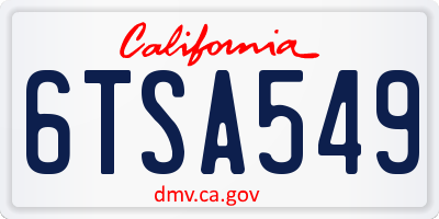 CA license plate 6TSA549