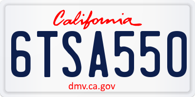 CA license plate 6TSA550