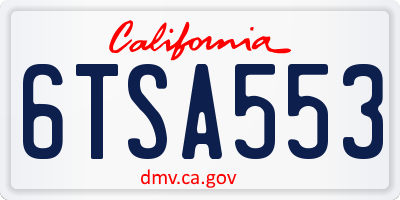 CA license plate 6TSA553