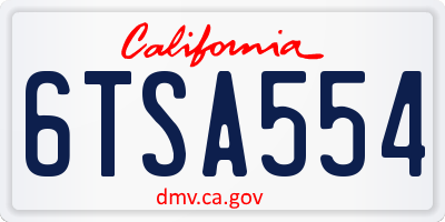 CA license plate 6TSA554