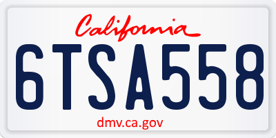 CA license plate 6TSA558