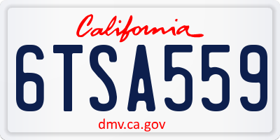 CA license plate 6TSA559
