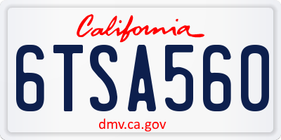 CA license plate 6TSA560