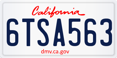 CA license plate 6TSA563