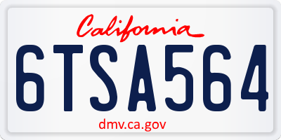 CA license plate 6TSA564