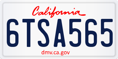 CA license plate 6TSA565