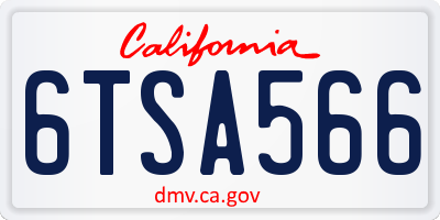 CA license plate 6TSA566
