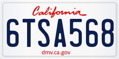 CA license plate 6TSA568