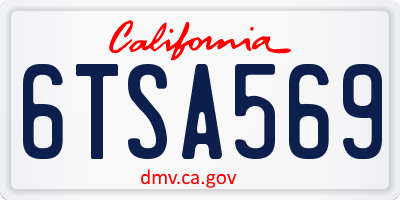 CA license plate 6TSA569