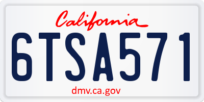 CA license plate 6TSA571