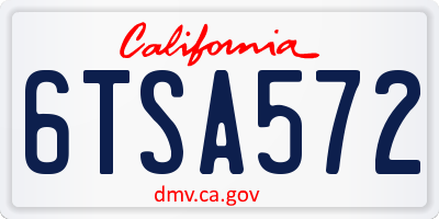 CA license plate 6TSA572