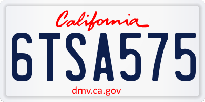 CA license plate 6TSA575