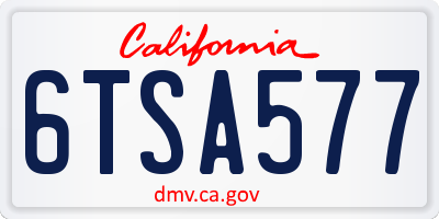 CA license plate 6TSA577