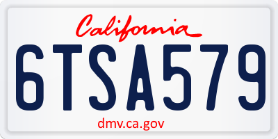 CA license plate 6TSA579