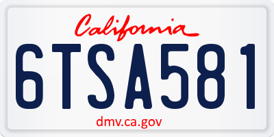 CA license plate 6TSA581