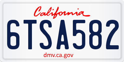 CA license plate 6TSA582