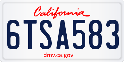 CA license plate 6TSA583