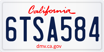CA license plate 6TSA584