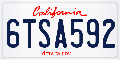 CA license plate 6TSA592