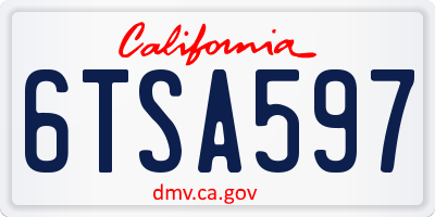 CA license plate 6TSA597