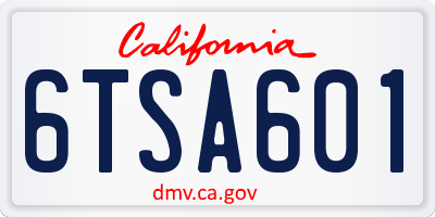CA license plate 6TSA601