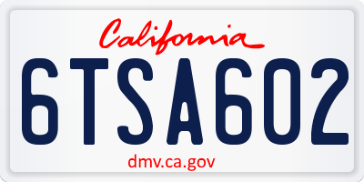 CA license plate 6TSA602