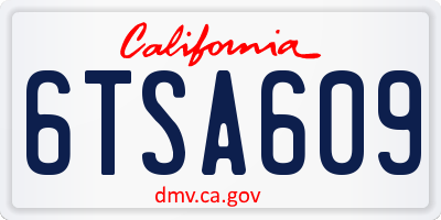 CA license plate 6TSA609