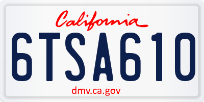 CA license plate 6TSA610