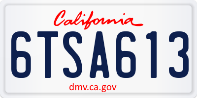 CA license plate 6TSA613