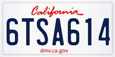 CA license plate 6TSA614