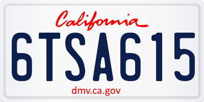 CA license plate 6TSA615