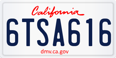 CA license plate 6TSA616