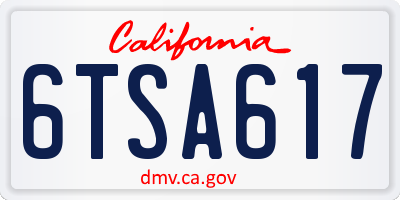 CA license plate 6TSA617